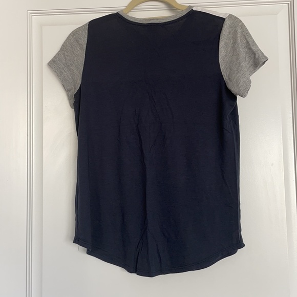 Vince Colorblock Tee Pima Cotton Navy White Gray Small - Picture 3 of 3